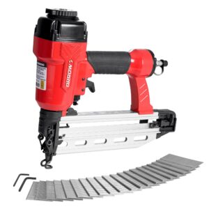 arrow pneumatic 16 gauge finish nailer with 1000 pcs nails, 16 ga professional straight nail gun kit, oil-free design, depth adjustable, dryfire-lockout, fits 1-1/4-inch to 2-1/2-inch finish nails