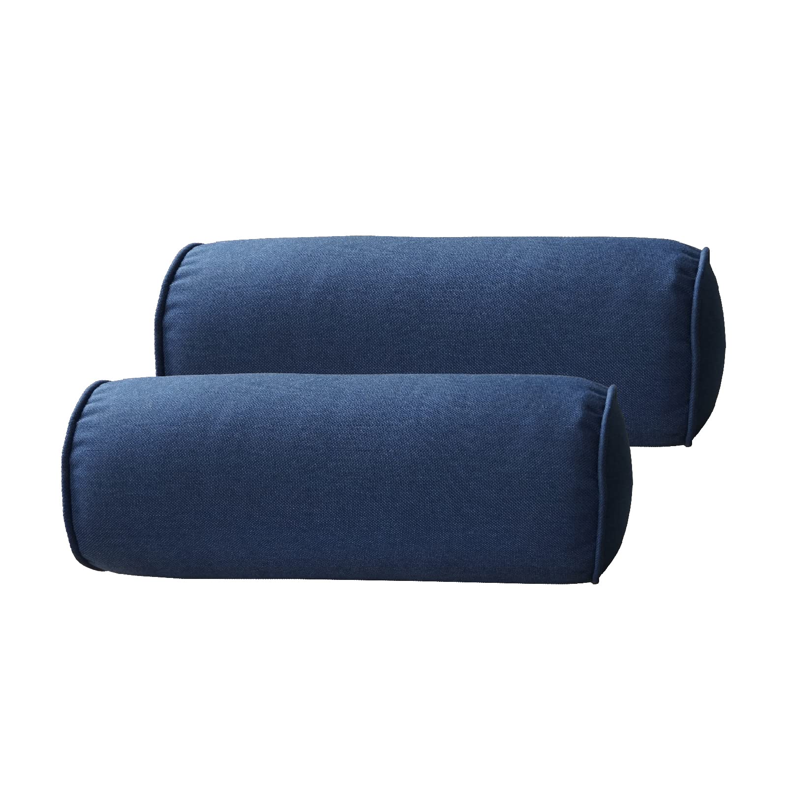 COZPLEN Indoor/Outdoor Bolster Pillows, 16x6 inches Solid Round Lumbar Cylinder Throw Pillows for Outdoor Furnitures, Set of 2, Navy Blue