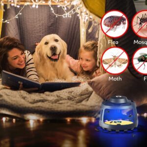 FROGURU Flea Trap with 20 Sticky Refill Discs - Easy to Use Indoor Flea Catcher Treatment with 4 LED Light Modes - Traps Insects Inside Your Home Like Fleas, Flies, Mosquitoes, Gnats, Moths, etc.