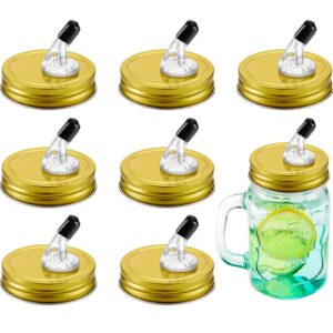 tessco 8 pcs mason jar spouts with flap mason jar with spout regular mouth size 70 mm dispenser leak proof germination cover for moonshine whiskey cocktail liquid (gold)