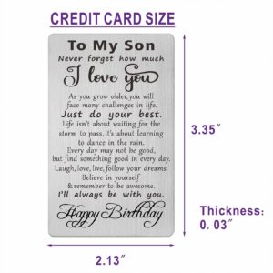 Son Birthday Gifts, Engraved Metal Card for Son Birthday, Happy Birthday Gifts for Son Unique