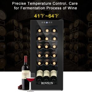 18 Bottle Wine Cooler Refrigerator, Freestanding Compressor Wine Chiller, Beverage Wine Fridge with Digital Temperature Control & Double-layer Glass Door for Red White Wine, Champagne, Beer