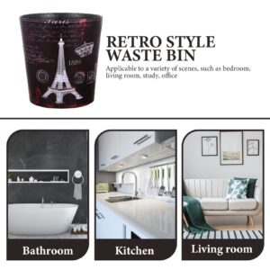 GANAZONO Tower Garbage Bin Vintage Leather Trash Can Retro Waste Toillet Paper Garbage Bin Basket Wastebasket Dustbin for Bathroom Bedroom Office Eiffel Tower Garbage Cans Waste Paper Basket