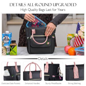 GLORIEROO Deluxe Large Lunch Bag Women - Insulated Leakproof Waterproof Lunch Box Cooler with Multi Pocket Removable Strap for Work Picnic Teacher Mothers Day Christmas Gifts for Women