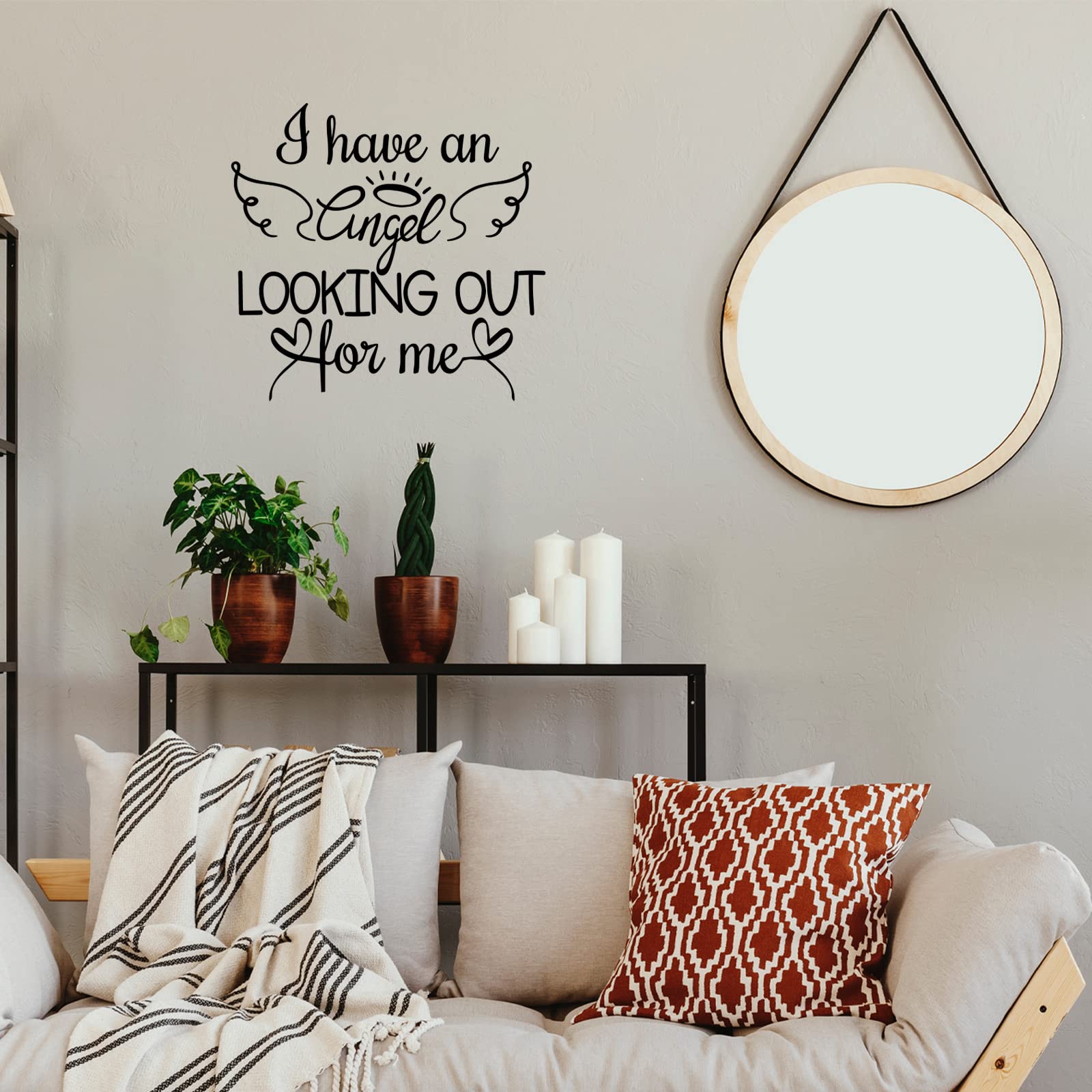 7 Pcs Vinyl Wall Quotes Stickers Memorial Wall Decals Peel and Stick Saying Sticker Because Someone We Love is in Heaven Wall Decal for Losing Home Living Room Decor