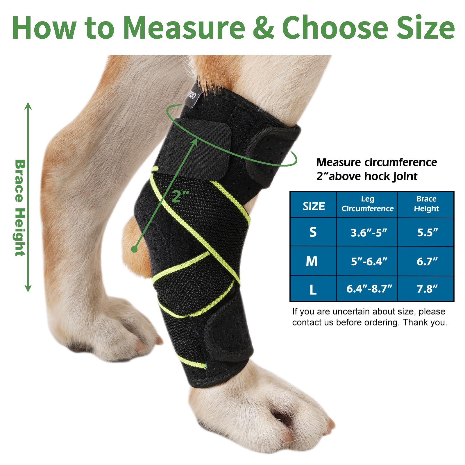 PETNEDO Dog Canine Rear Leg Hock Joint Brace, Pair of Dog Leg Double Compression Brace with Metal Spring Strips, Protects Hind Leg Wounds, Injuries and Sprains Helps Arthritis-L