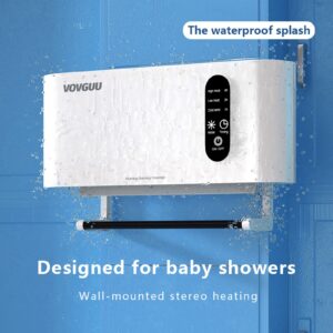 VOVGUU Wall Heater, Electric Space Heater for Bathroom 1500W, Electrical Wall Mounted Heater, Remote Control Bathroom Heater With Towel Rack, Waterproof