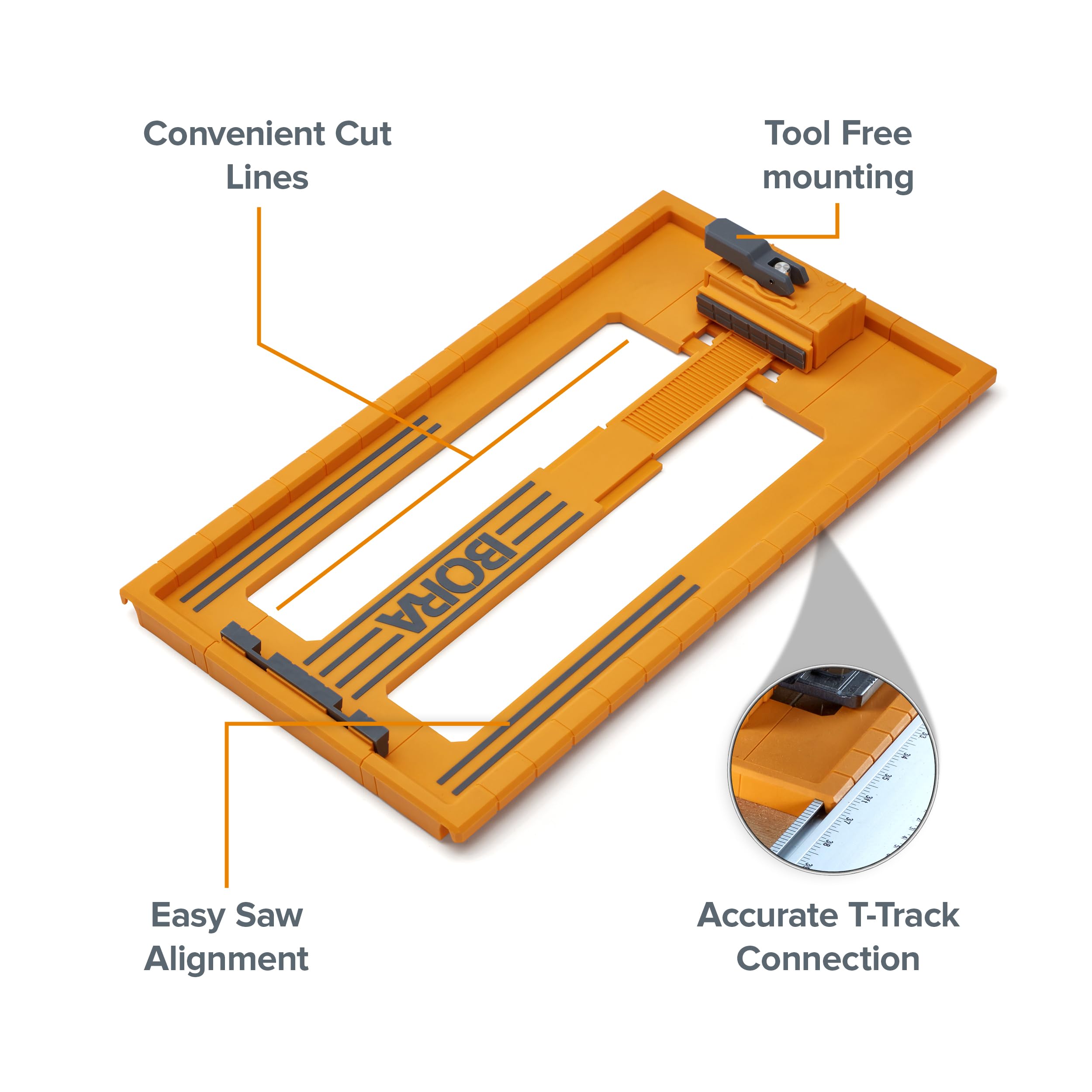 BORA NGX Saw Plate RT Circular Saw Guide, For Straight Cuts, designed for use with Bora NGX and WTX Clamp Edge System, Adjustable to fit most Circular Saws 546001