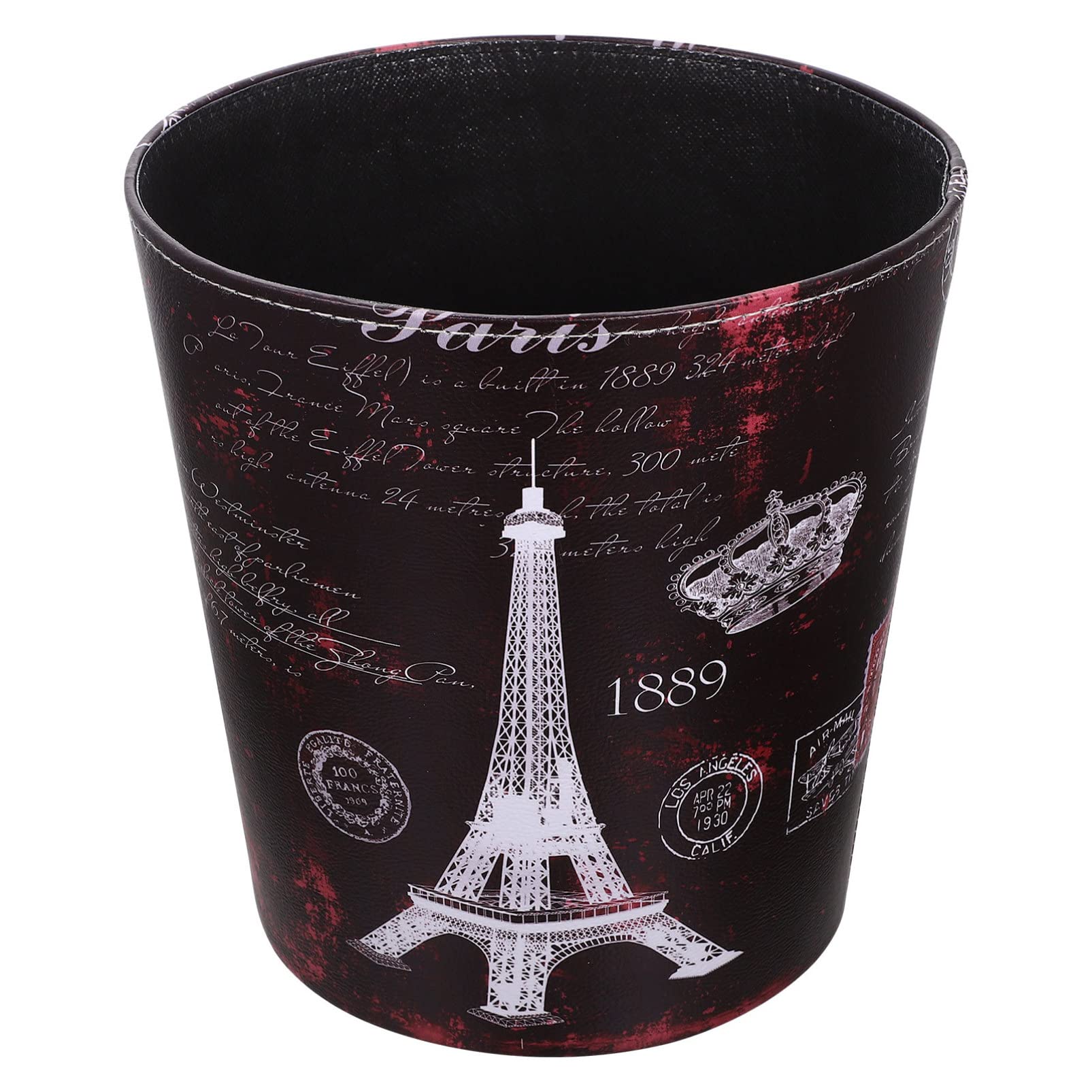 GANAZONO Tower Garbage Bin Vintage Leather Trash Can Retro Waste Toillet Paper Garbage Bin Basket Wastebasket Dustbin for Bathroom Bedroom Office Eiffel Tower Garbage Cans Waste Paper Basket