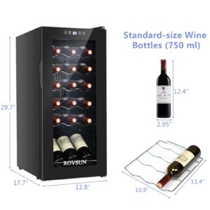 18 Bottle Wine Cooler Refrigerator, Freestanding Compressor Wine Chiller, Beverage Wine Fridge with Digital Temperature Control & Double-layer Glass Door for Red White Wine, Champagne, Beer