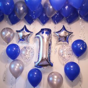 RUBFAC 87pcs Royal Blue Balloons Different Sizes 18 12 10 5 Inch for Garland Arch, Blue Balloons for Birthday Party Graduation Baby Shower Baseball Nautical Party Decoration