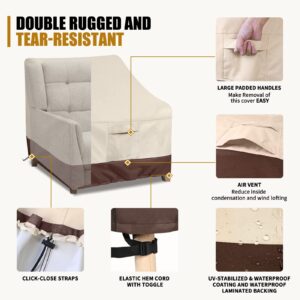 Simpelg Patio Chair Covers For Outdoor Furniture Waterproof 2 Pack,600D Heavy Duty Oxford Chair Covers For Outdoor Furniture, Outdoor Patio Covers 40"W x 37"D x30"H (2 Pack-Beige/Brown-Large)