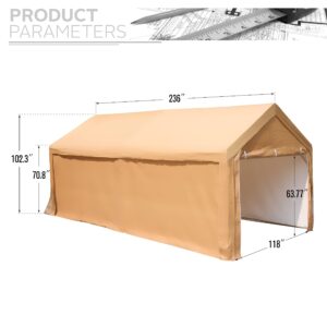 HERA'S HOUSE Carport, 10 x 20ft Heavy Duty Portable Garage for Car Boat Truck, Outdoor Car Canopy Party Tent, All Weather Gazebo