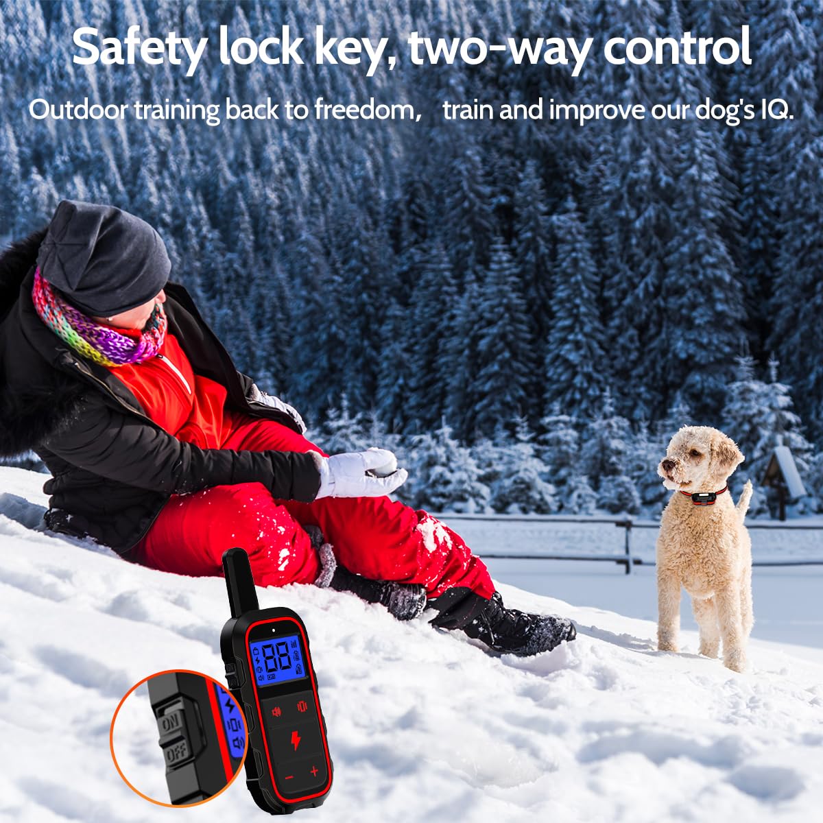 DogStop Dog Training Collar Electric Dog Collar with 4 Training Modes and Rechargeable Remote Waterproof Range 3300Ft for Small Medium Large Dogs(Red)