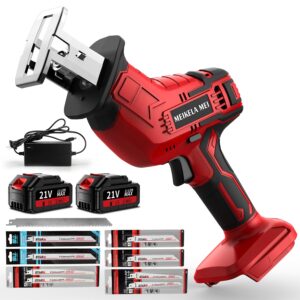 sawzall cordless with battery， reciprocating saw with 9 saw blades for wood & metal, trees, pvc cutting, and fast charger/efficient cutting 45 min