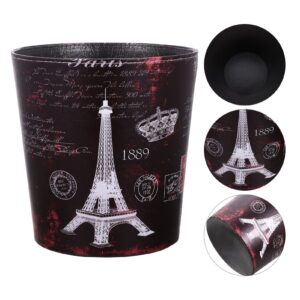 GANAZONO Tower Garbage Bin Vintage Leather Trash Can Retro Waste Toillet Paper Garbage Bin Basket Wastebasket Dustbin for Bathroom Bedroom Office Eiffel Tower Garbage Cans Waste Paper Basket