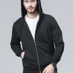 Maiyifu-GJ Men's Full Zip Long Sleeve Hoodies Lightweight Slim Fit Solid Color Hoodie Hooded Sweatshirt With Kanga Pocket (Black,Large)