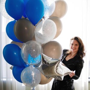 RUBFAC 87pcs Royal Blue Balloons Different Sizes 18 12 10 5 Inch for Garland Arch, Blue Balloons for Birthday Party Graduation Baby Shower Baseball Nautical Party Decoration