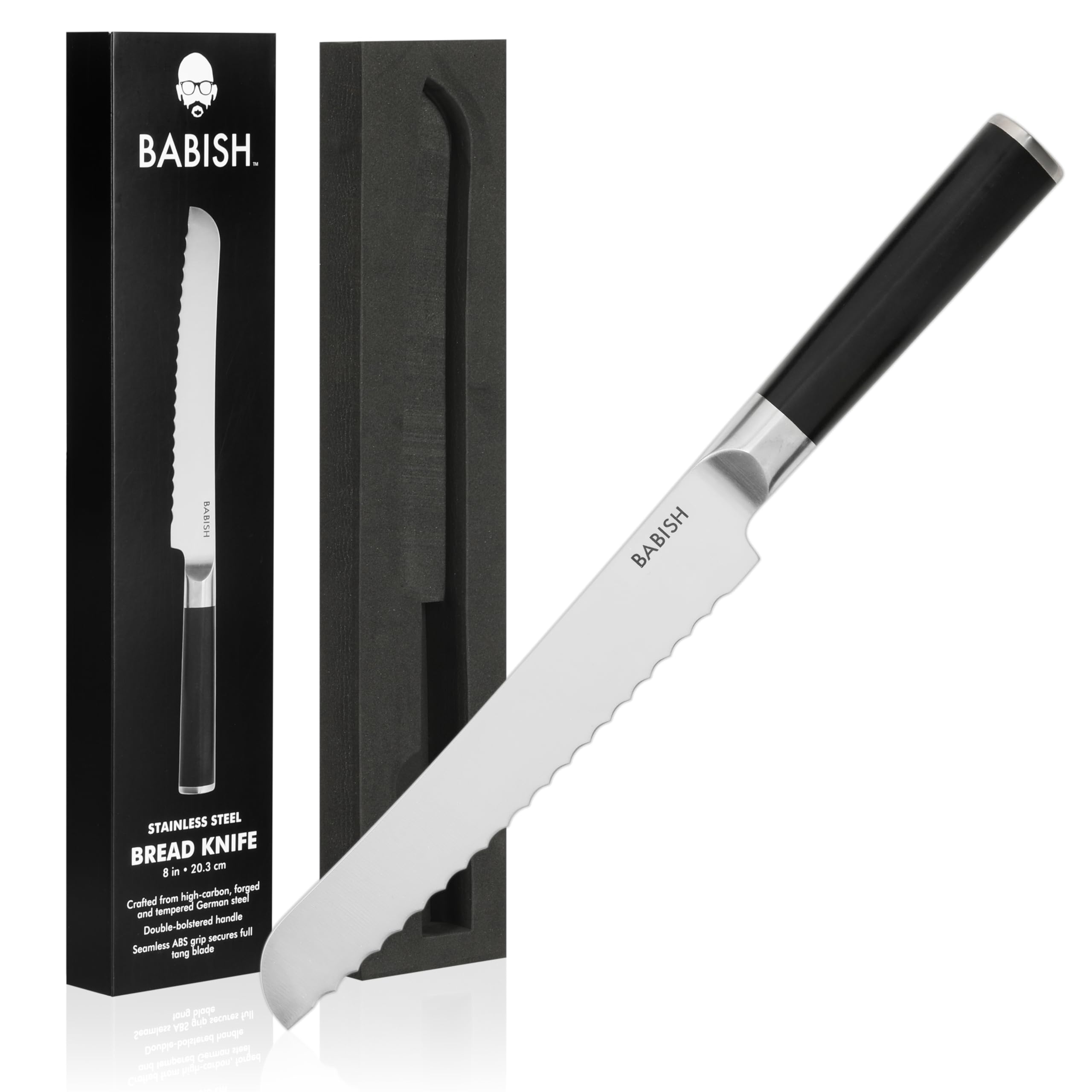 Babish High-Carbon 1.4116 German Steel Cutlery, 8 Inch Bread Kitchen Knife