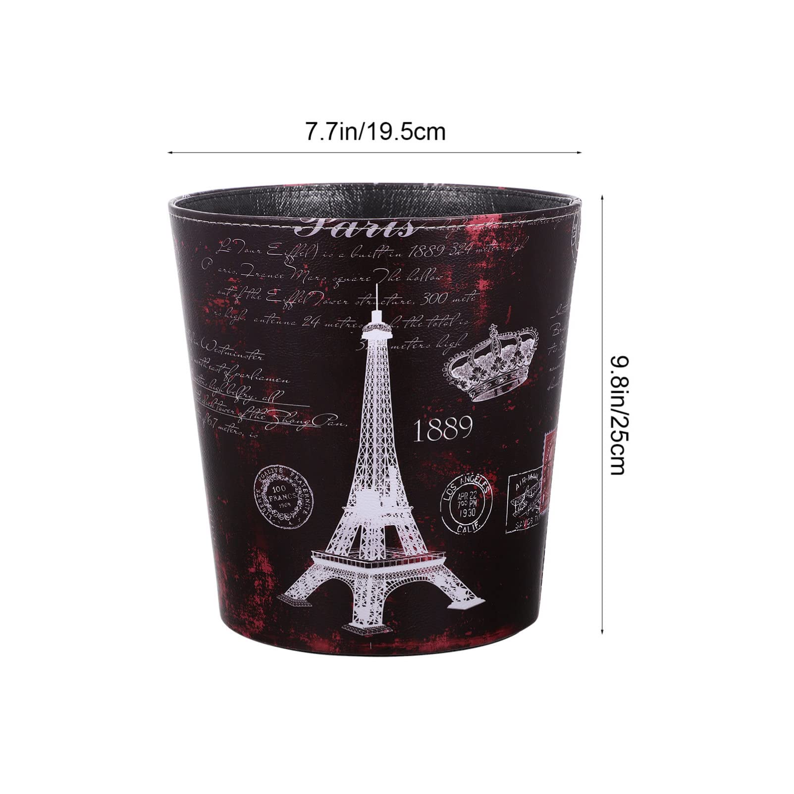 GANAZONO Tower Garbage Bin Vintage Leather Trash Can Retro Waste Toillet Paper Garbage Bin Basket Wastebasket Dustbin for Bathroom Bedroom Office Eiffel Tower Garbage Cans Waste Paper Basket