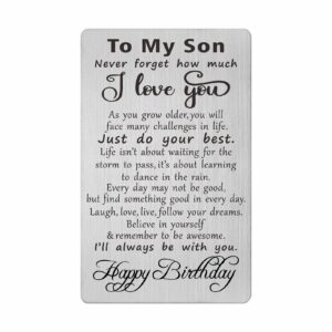 son birthday gifts, engraved metal card for son birthday, happy birthday gifts for son unique