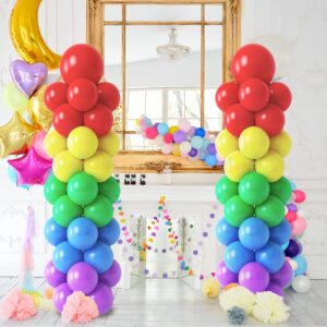 RUBFAC Balloon Stand Kit, 2 Sets of Adjustable Height (Max 6.6ft) Balloon Column Kit for Floor with Telescopic Pillar for Baby Shower Birthday Party Graduation Wedding Valentine's Day Decorations