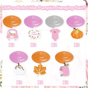 Little Pumpkin Party Hanging Decorations, Pink Girl Little Pumpkin Baby Shower Decoration, Pumpkin Truck Maple Leaf Hanging Swirl Fall Party Decor for Girl Fall Baby Shower Gender Reveal Party