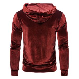 Maiyifu-GJ Men's Color Block Hooded Velour Jacket Casual Long Sleeve Velvet Velour Hoodies Retro Hip Hop Sweatshirt Pullover (Red,3X-Large)