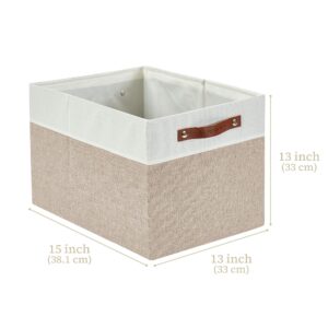 DECOMOMO Storage Baskets for Shelves 13x15x13 Closet Bins for Shelves, Baskets for Closet Organization Kallax Cubby Toy Storage (Beige and White, 3-Pack)