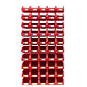 DJC Supply Red Small 3.9" X 6.3" X 2.9" Heavy duty thermoplastic storage bin organizer, Stackable, Hangable, Side-connect, Used in classrooms, garages, warehouse, factrories and more! (8 Pack)