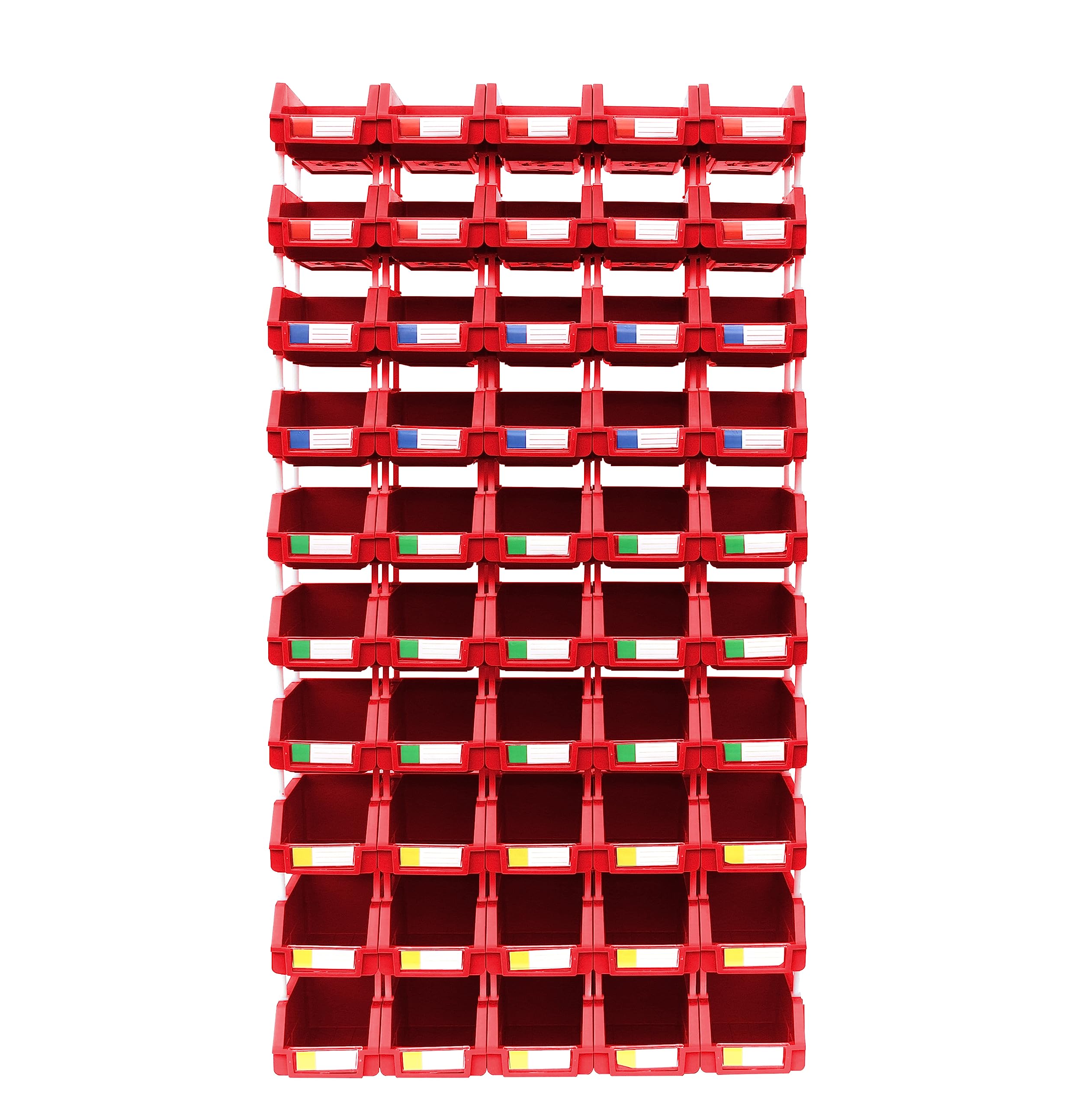 DJC Supply Red Small 3.9" X 6.3" X 2.9" Heavy duty thermoplastic storage bin organizer, Stackable, Hangable, Side-connect, Used in classrooms, garages, warehouse, factrories and more! (8 Pack)