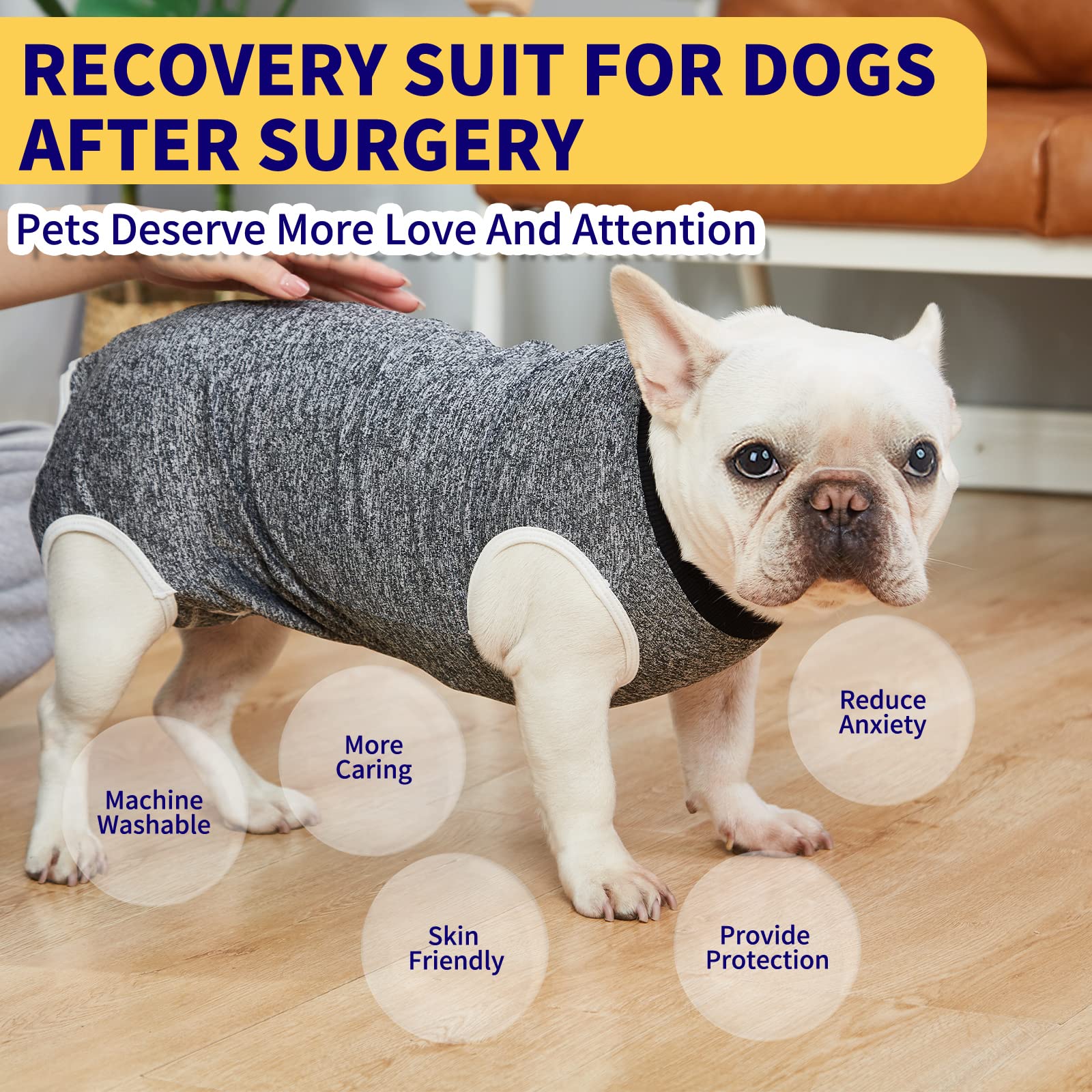 Tonqixope Dog Surgery Recovery Suit-Comfortable & Breathable Dog Recovery Suit After Surgery,Dog Surgical Recovery Suit Female Male,Prevent Licking Dog Onesies,Substitute E-Collar & Cone-Black Small