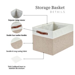 DECOMOMO Storage Baskets for Shelves 13x15x13 Closet Bins for Shelves, Baskets for Closet Organization Kallax Cubby Toy Storage (Beige and White, 3-Pack)