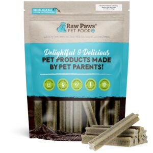 raw paws dental chews for dogs, medium size, mint flavor, 26-oz. 29 ct. - made in usa - freshen breath & fight plaque & tartar - dog teeth cleaning treat - dog breath treats - dental sticks for dogs