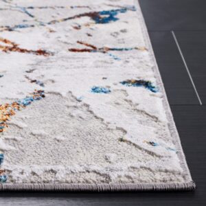 SAFAVIEH Amelia Collection Area Rug - 6'7" Square, Grey & Blue Gold, Modern Abstract Design, Non-Shedding & Easy Care, Ideal for High Traffic Areas in Living Room, Bedroom (ALA293M)