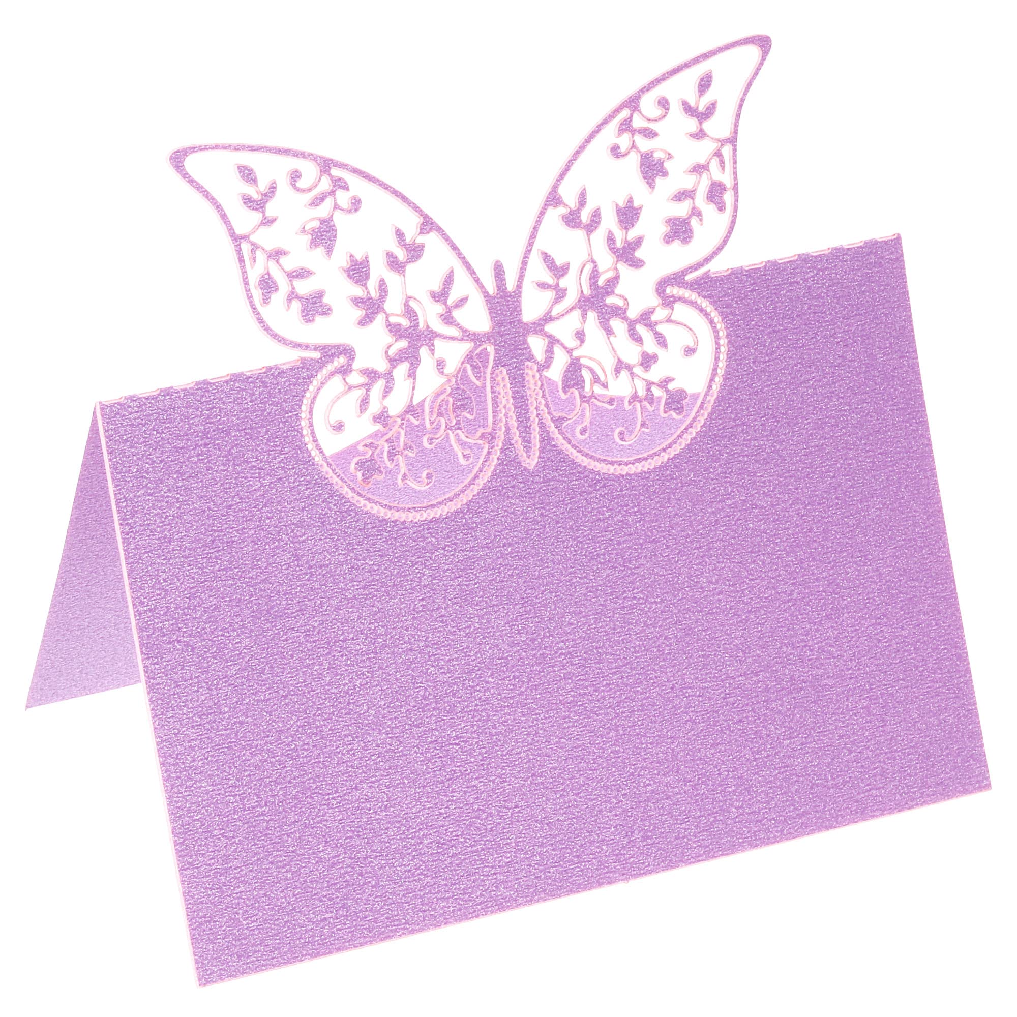 PATIKIL Table Name Place Cards, 50Pcs Favor Decor Hollow Butterfly Cut Design Blank Card for Wedding Party Seating Place Cards, Purple