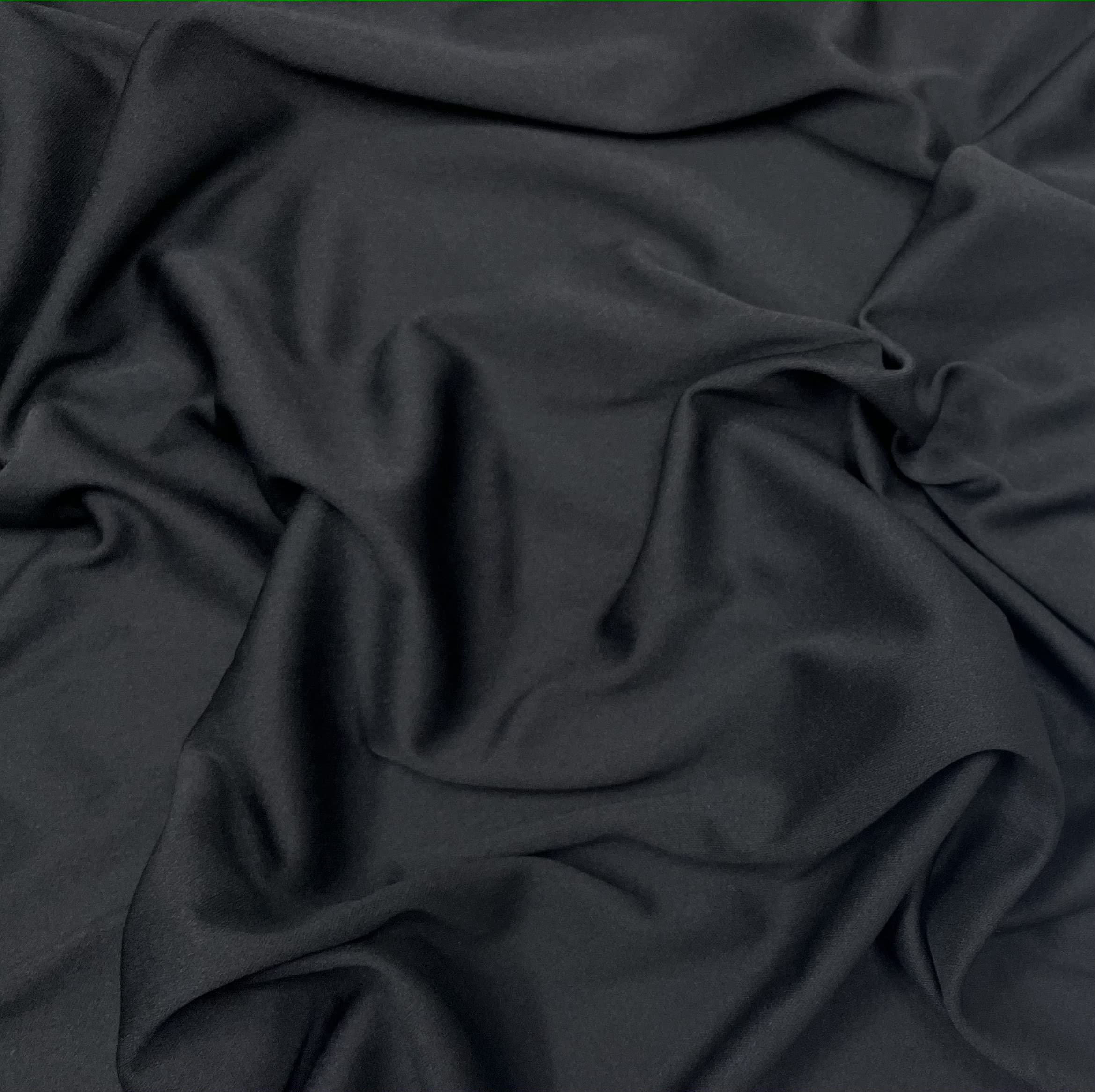 Interlock Fabric Lightweight Polyester Knit Lining Stretch 60'' Wide-1 Yard (Black)