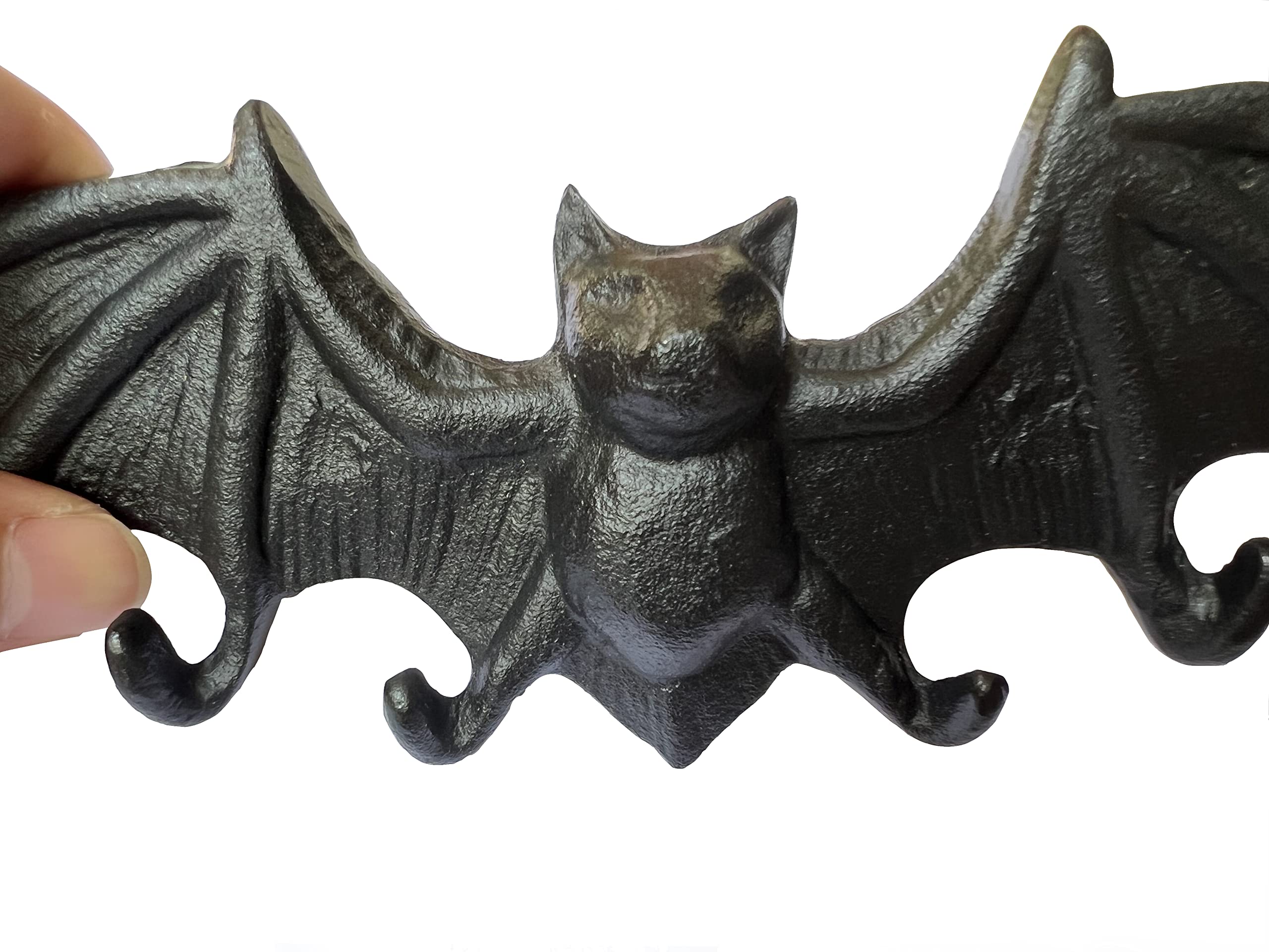 Hallocool Bat Key Holder Cast Iron Bat Key Hooks Decorative Hook Gothic Decor Vampire Bat Key Hanger Key Hooks for Hanging Dog Leash Wallet Belt Umbrella Towel, Bat Figure Wall Hook Halloween Bats