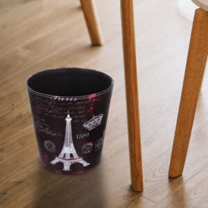 GANAZONO Tower Garbage Bin Vintage Leather Trash Can Retro Waste Toillet Paper Garbage Bin Basket Wastebasket Dustbin for Bathroom Bedroom Office Eiffel Tower Garbage Cans Waste Paper Basket