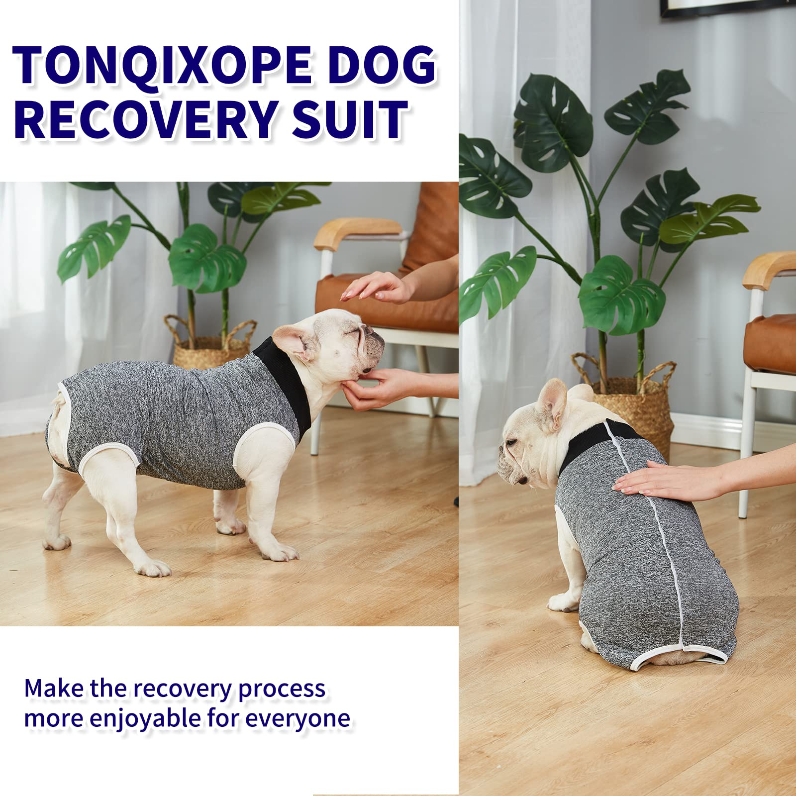 Tonqixope Dog Surgery Recovery Suit-Comfortable & Breathable Dog Recovery Suit After Surgery,Dog Surgical Recovery Suit Female Male,Prevent Licking Dog Onesies,Substitute E-Collar & Cone-Black Small