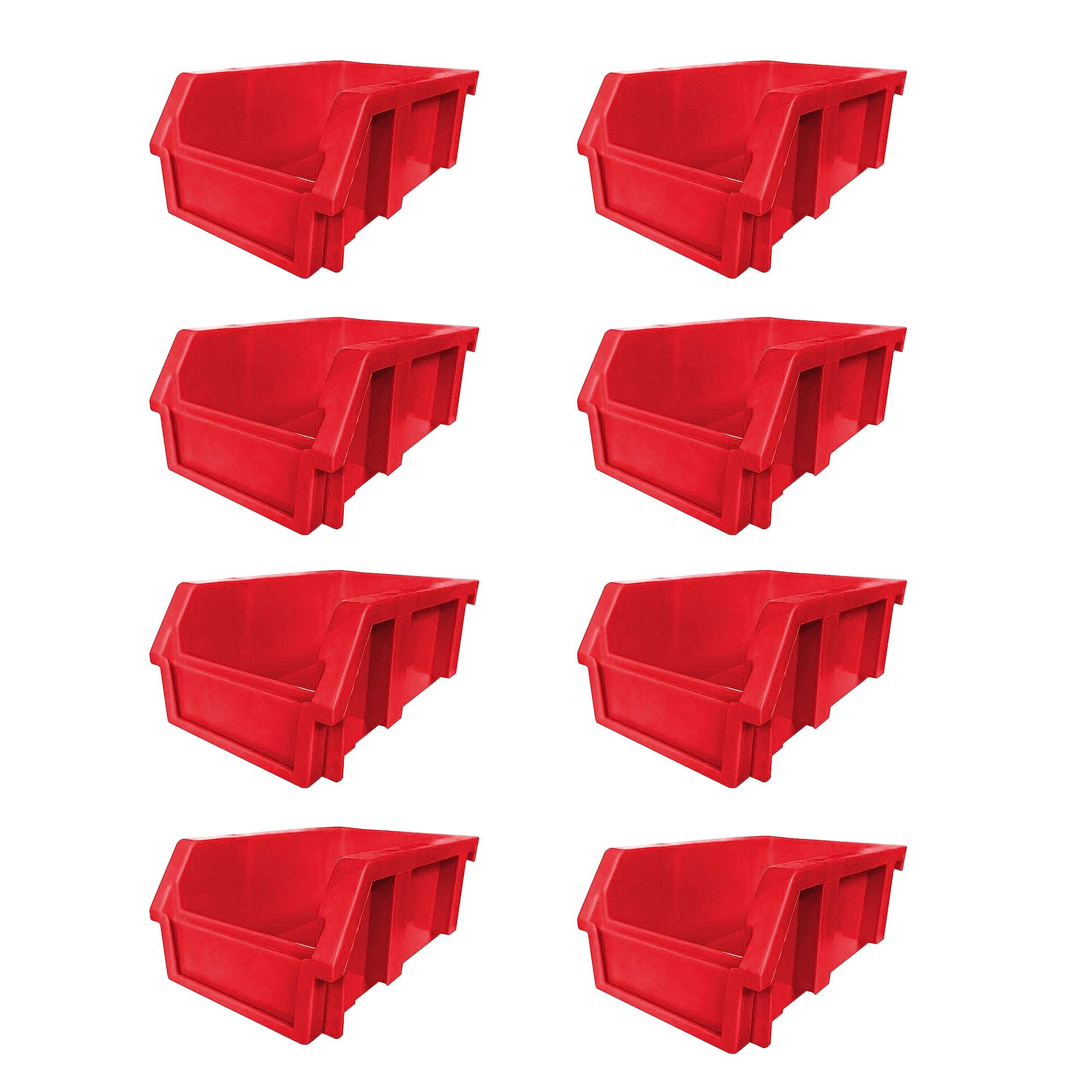 DJC Supply Red Small 3.9" X 6.3" X 2.9" Heavy duty thermoplastic storage bin organizer, Stackable, Hangable, Side-connect, Used in classrooms, garages, warehouse, factrories and more! (8 Pack)