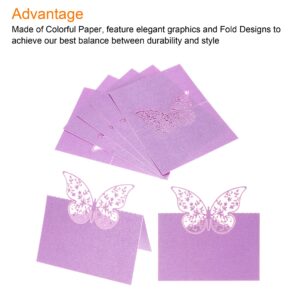 PATIKIL Table Name Place Cards, 50Pcs Favor Decor Hollow Butterfly Cut Design Blank Card for Wedding Party Seating Place Cards, Purple