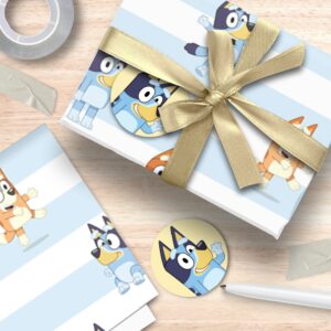 Danilo Promotions LTD Bluey 3 Pack of Wrapping Paper, 6 Sheets 6 Tags Bluey Wrapping Paper