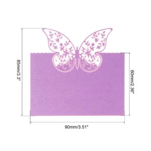 PATIKIL Table Name Place Cards, 50Pcs Favor Decor Hollow Butterfly Cut Design Blank Card for Wedding Party Seating Place Cards, Purple