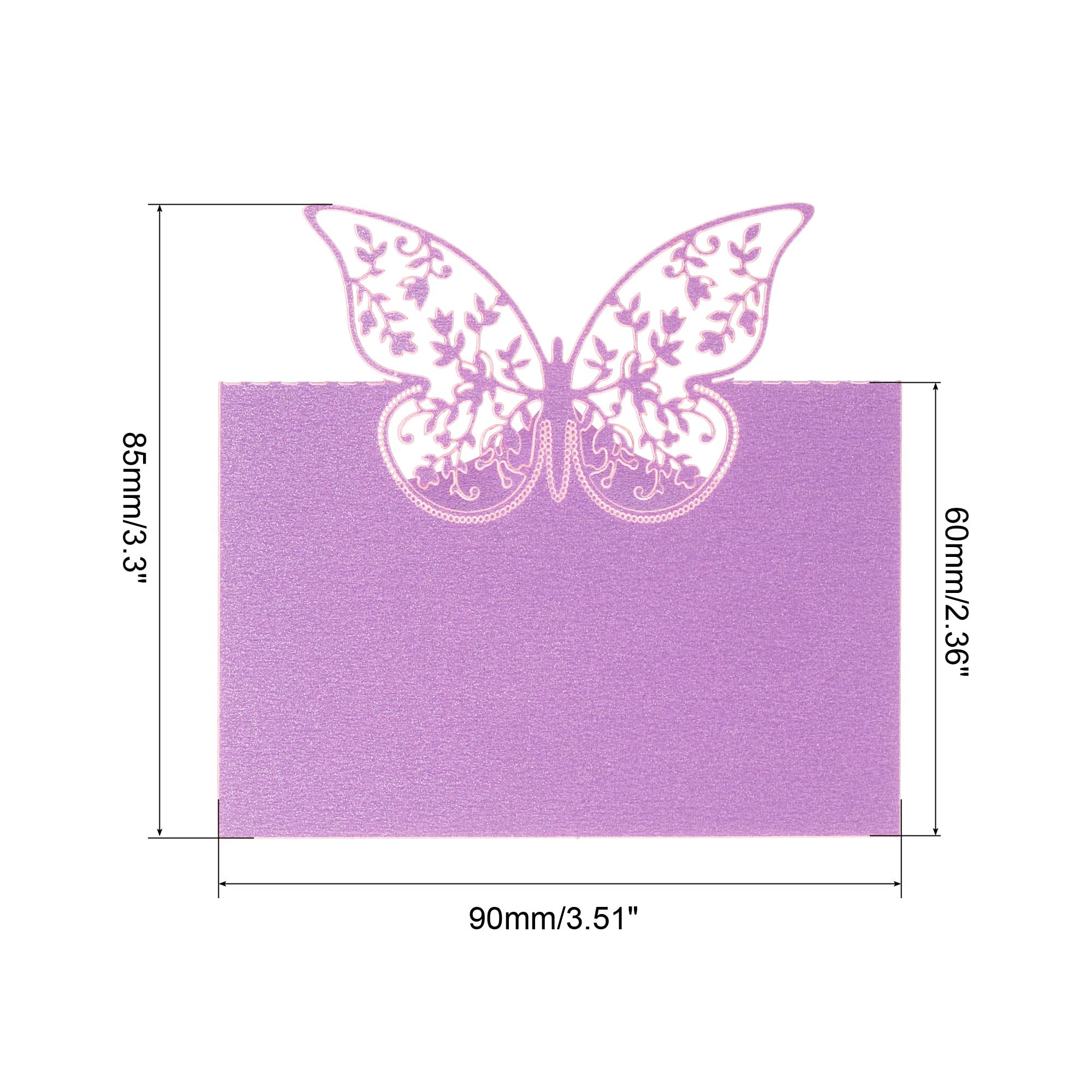 PATIKIL Table Name Place Cards, 50Pcs Favor Decor Hollow Butterfly Cut Design Blank Card for Wedding Party Seating Place Cards, Purple