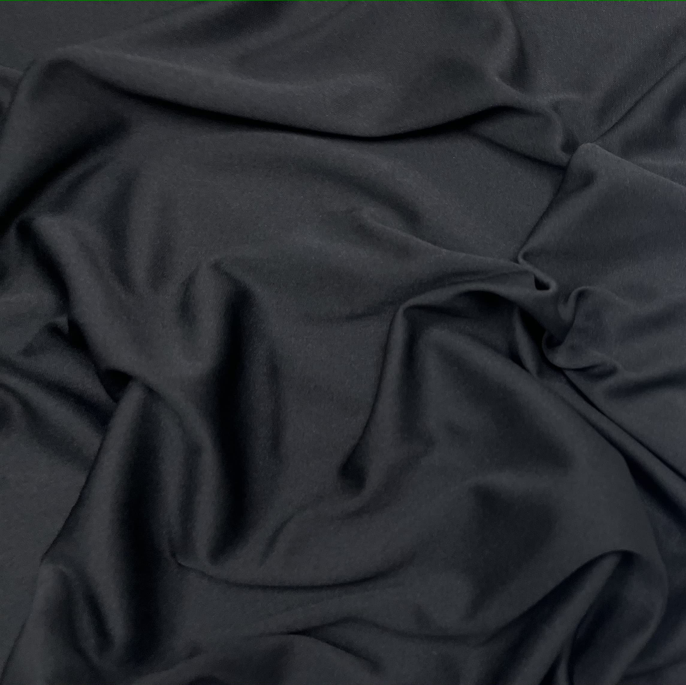 Interlock Fabric Lightweight Polyester Knit Lining Stretch 60'' Wide-1 Yard (Black)