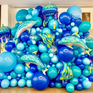 RUBFAC 87pcs Royal Blue Balloons Different Sizes 18 12 10 5 Inch for Garland Arch, Blue Balloons for Birthday Party Graduation Baby Shower Baseball Nautical Party Decoration