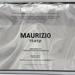 Maurizio Italy 3 Piece 100% Cotton Luxury Duvet Quilt Comforter Cover Set with an Embroidered Hemstitch Detail (King (U.S. Standard))