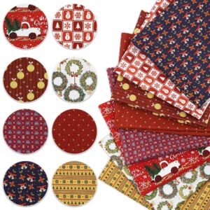 christmas fabric squares quilting fabric patchwork, 50 x 50 cm/ 19.68 x 19.68 inches bell snowflake snowman precut fabric for sewing diy quilting supplies xmas sewing crafting gift wrapper decor