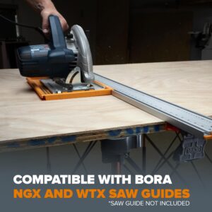 BORA NGX Saw Plate RT Circular Saw Guide, For Straight Cuts, designed for use with Bora NGX and WTX Clamp Edge System, Adjustable to fit most Circular Saws 546001